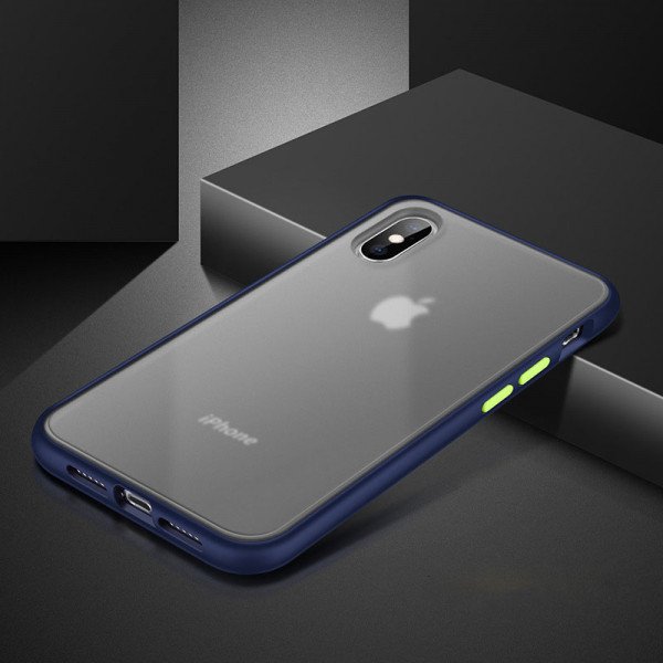 Wholesale iPhone XR Slim Matte Hybrid Bumper Case (Black Blue)